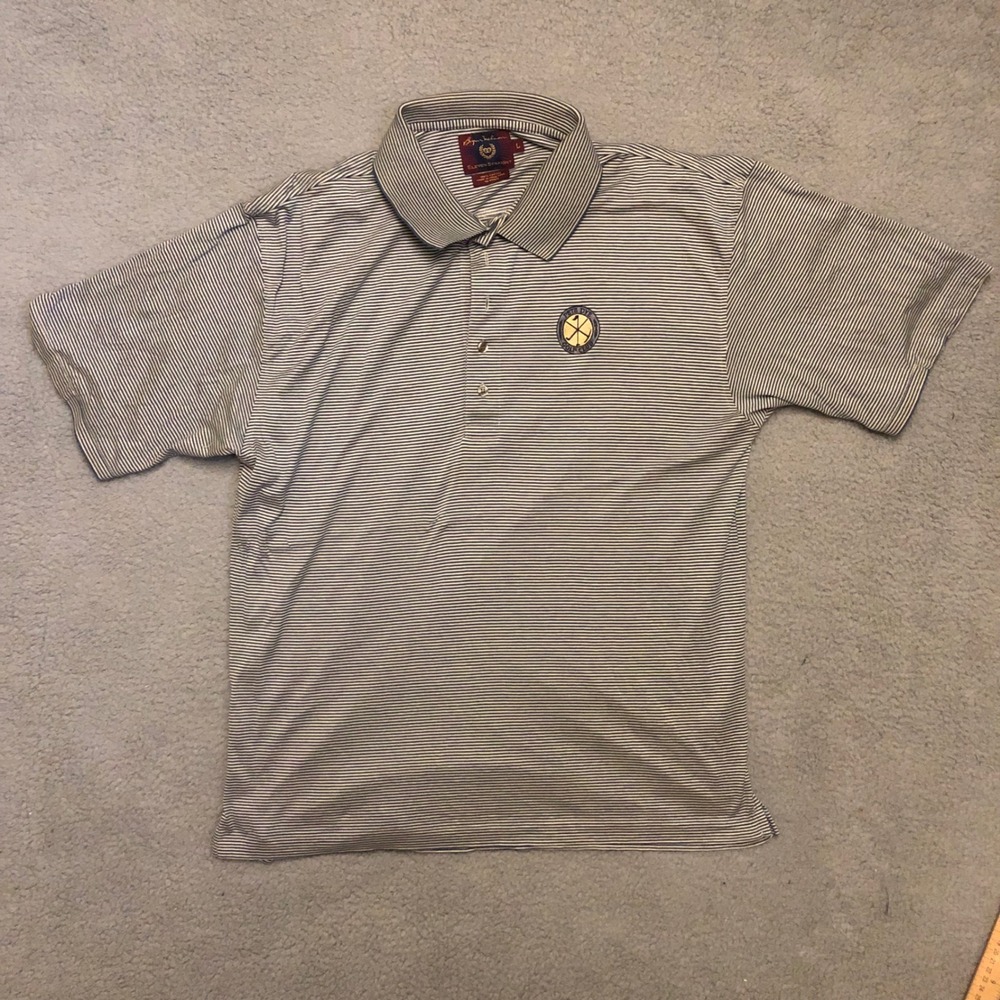 Byron Nelson Eleven Straight Pete Dye Golf Club Polo Shirt Blue White Stripe L